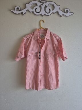 Marquis Orange Striped Button Down Shirt Large